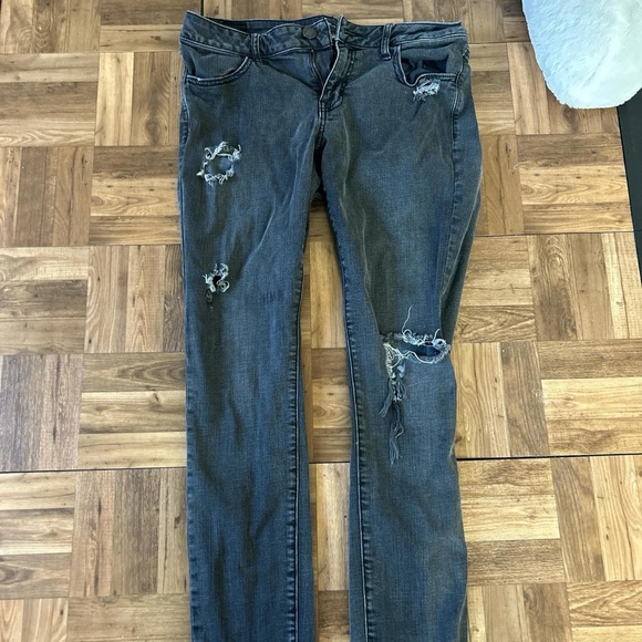 Distressed Dark Black Women's Jeans - Picture 1 of 3